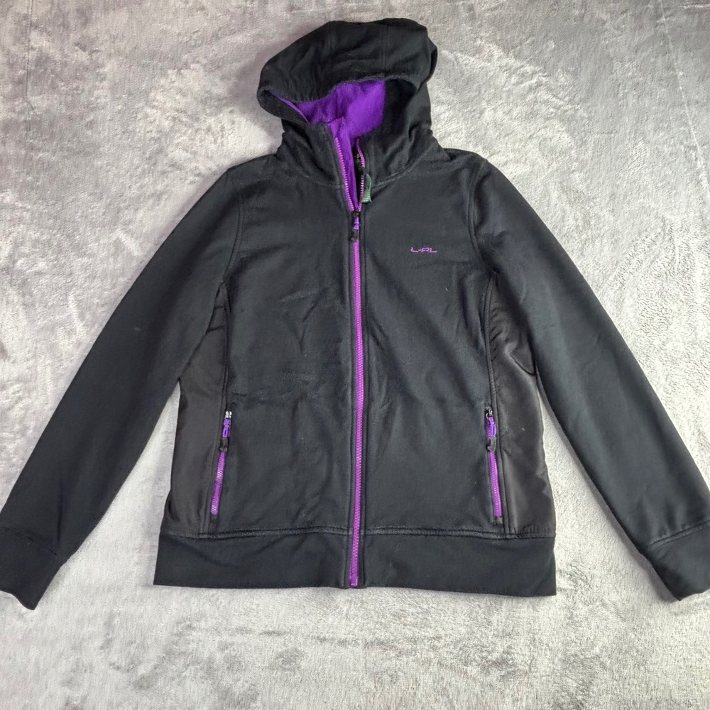 Lauren Active Ralph Lauren Hoodie Women M Black Purple Zip Up L-RL Logo 10243